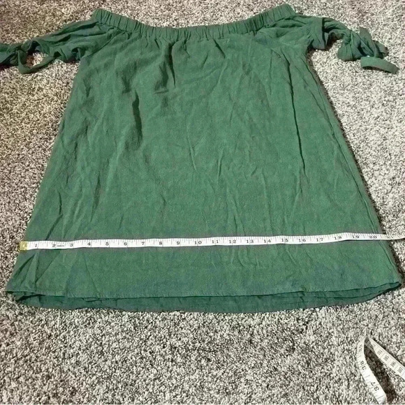 Lulus Al Fresco Evenings Green Off the Shoulder Shift Dress/top Tie Sleeve Sz M - Picture 5 of 11